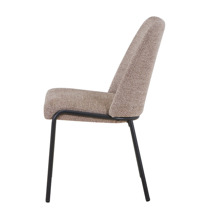 JADHA Lot de 2 chaises en tissu bouclette taupe pieds en métal noir