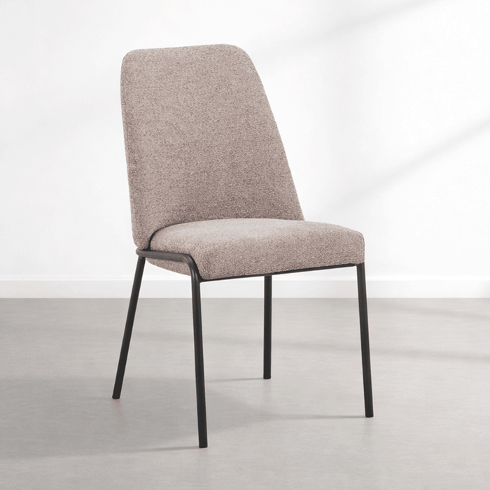 JADHA Lot de 2 chaises en tissu bouclette taupe pieds en métal noir