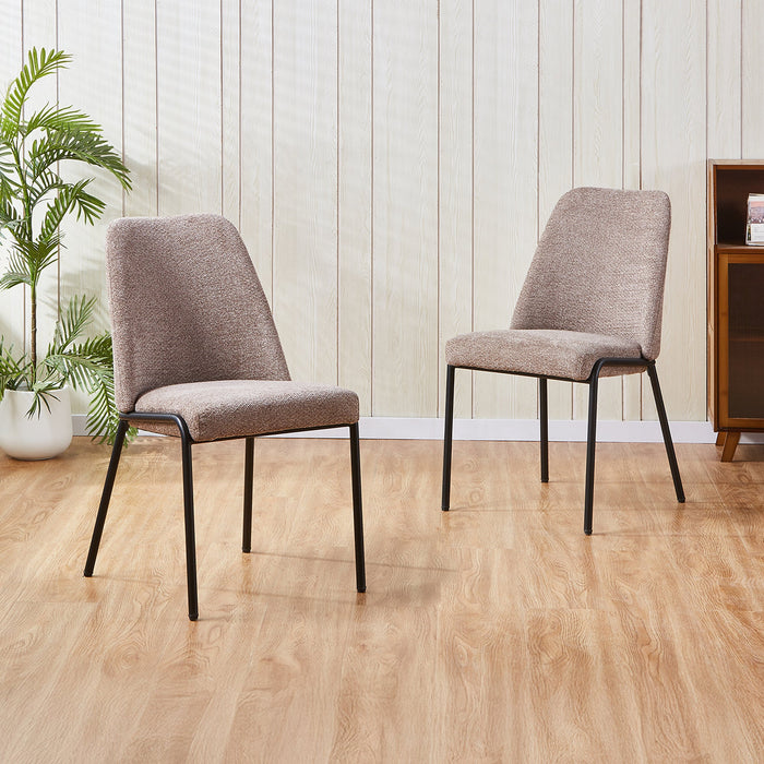 JADHA Lot de 2 chaises en tissu bouclette taupe pieds en métal noir