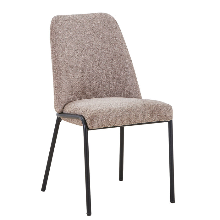 JADHA Lot de 2 chaises en tissu bouclette taupe pieds en métal noir