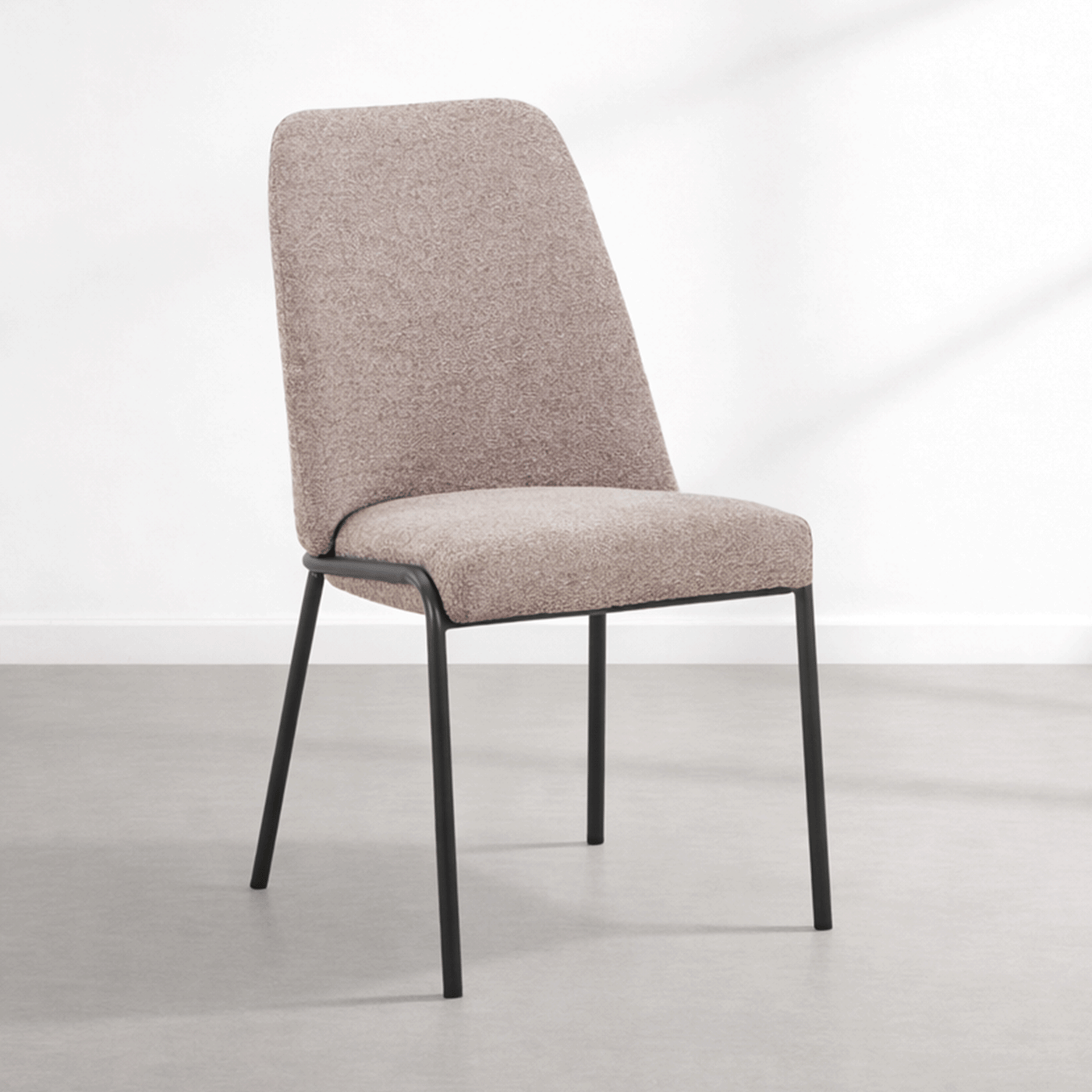 JADHA Lot de 2 chaises en tissu bouclette taupe pieds en métal noir