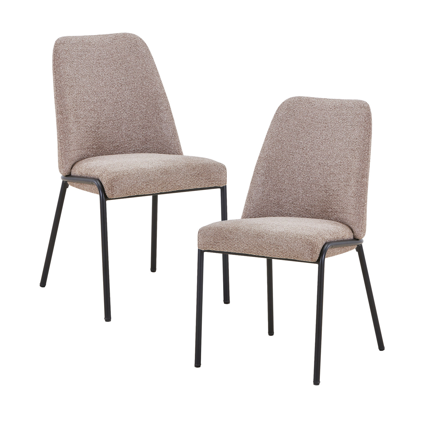 JADHA Lot de 2 chaises en tissu bouclette taupe pieds en métal noir