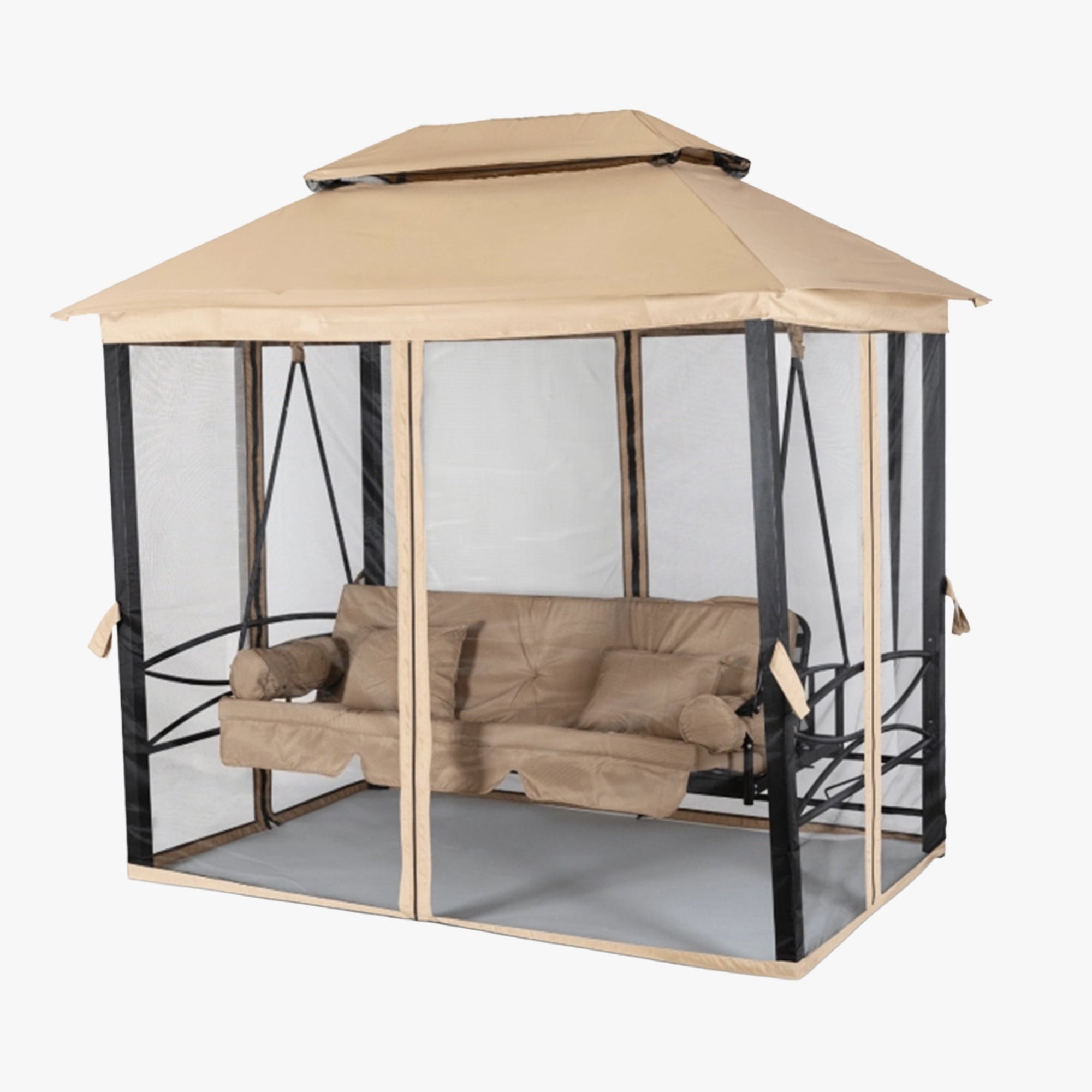JAMES Balançoire de jardin beige et noir - Mobilier de jardin - Mobilier Deco