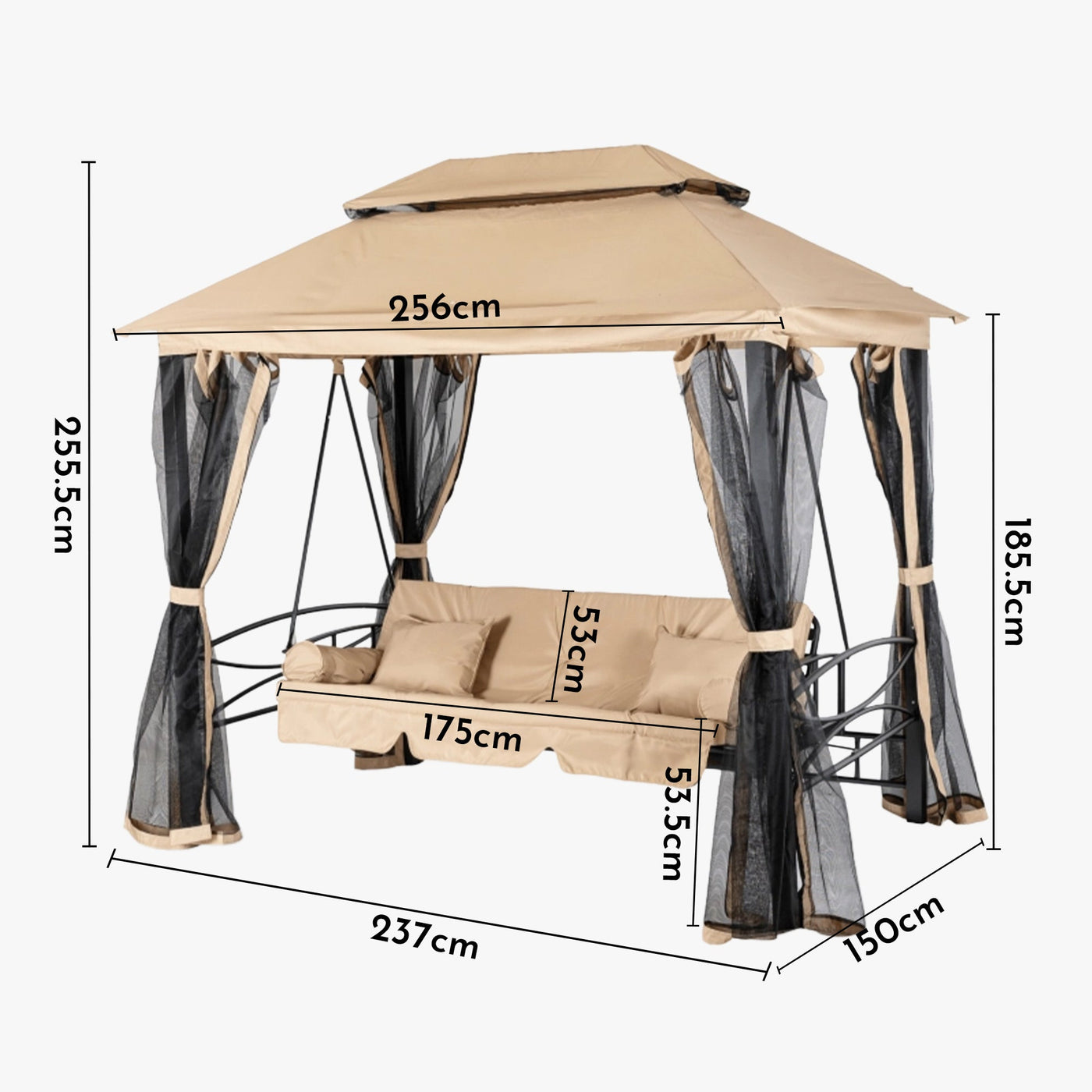 JAMES Balançoire de jardin beige et noir - Mobilier de jardin - Mobilier Deco