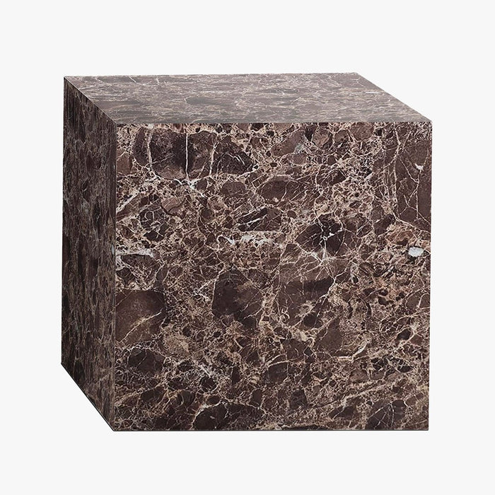 JASMIA Table basse carré en marbre d'ingénierie marron