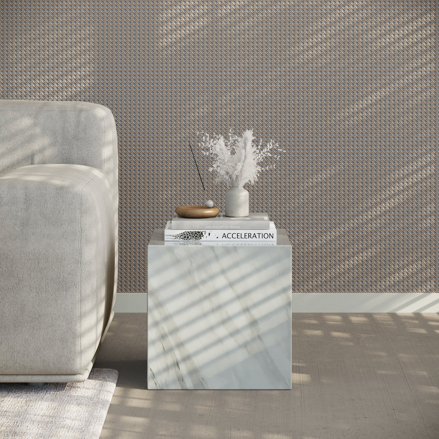 JASMIA Table basse carré marbre d'ingénierie blanc