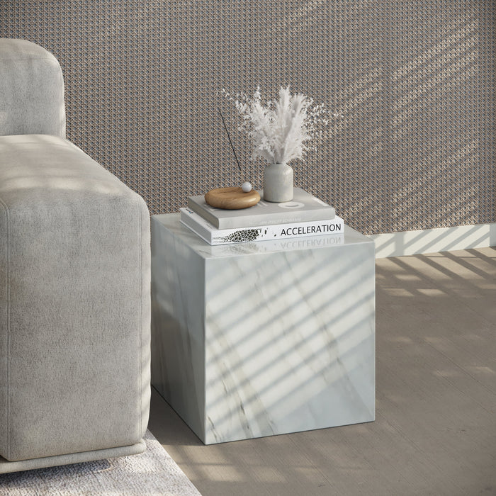 JASMIA Table basse carré marbre d'ingénierie blanc