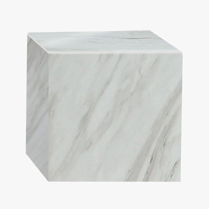 JASMIA Table basse carré marbre d'ingénierie blanc