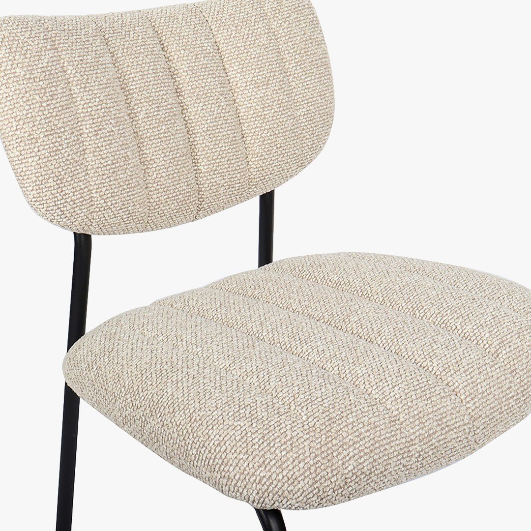JAYDA Lot de 2 chaises en tissu beige piètement métal noir - Chaise de repas - Mobilier Deco
