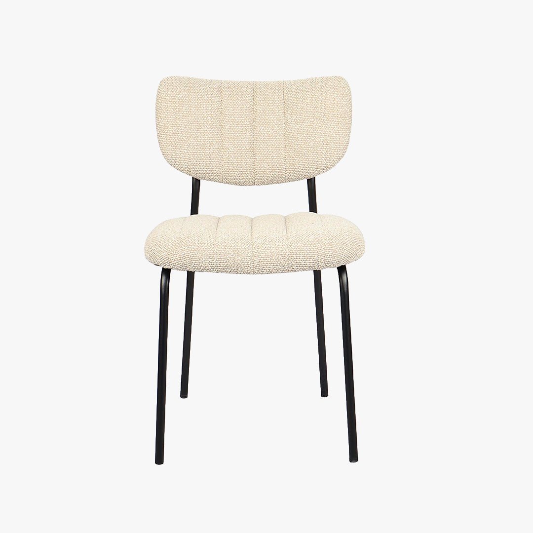 JAYDA Lot de 2 chaises en tissu beige piètement métal noir - Chaise de repas - Mobilier Deco