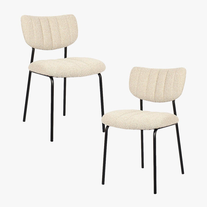 JAYDA Lot de 2 chaises en tissu beige piètement métal noir