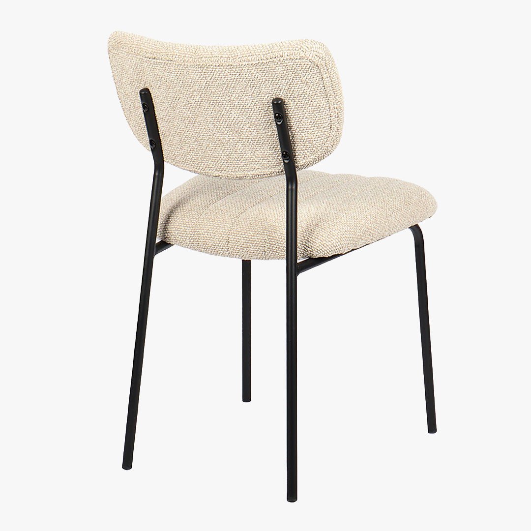 JAYDA Lot de 2 chaises en tissu beige piètement métal noir - Chaise de repas - Mobilier Deco