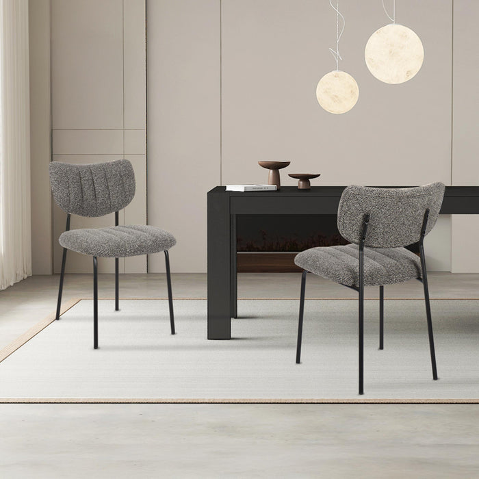 JAYDA Lot de 2 chaises en tissu gris foncé piètement métal noir