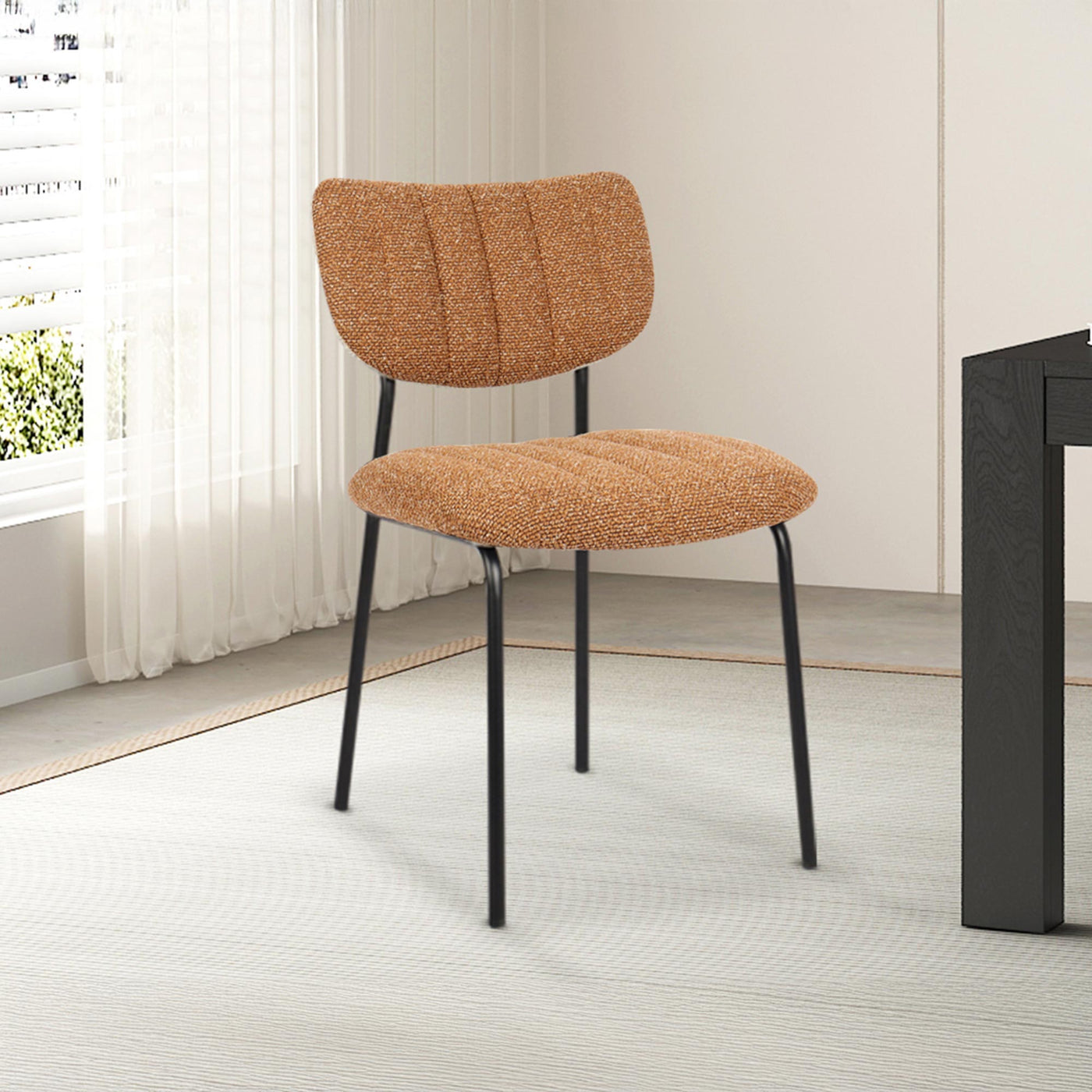 JAYDA Lot de 2 chaises en tissu orange piètement métal noir