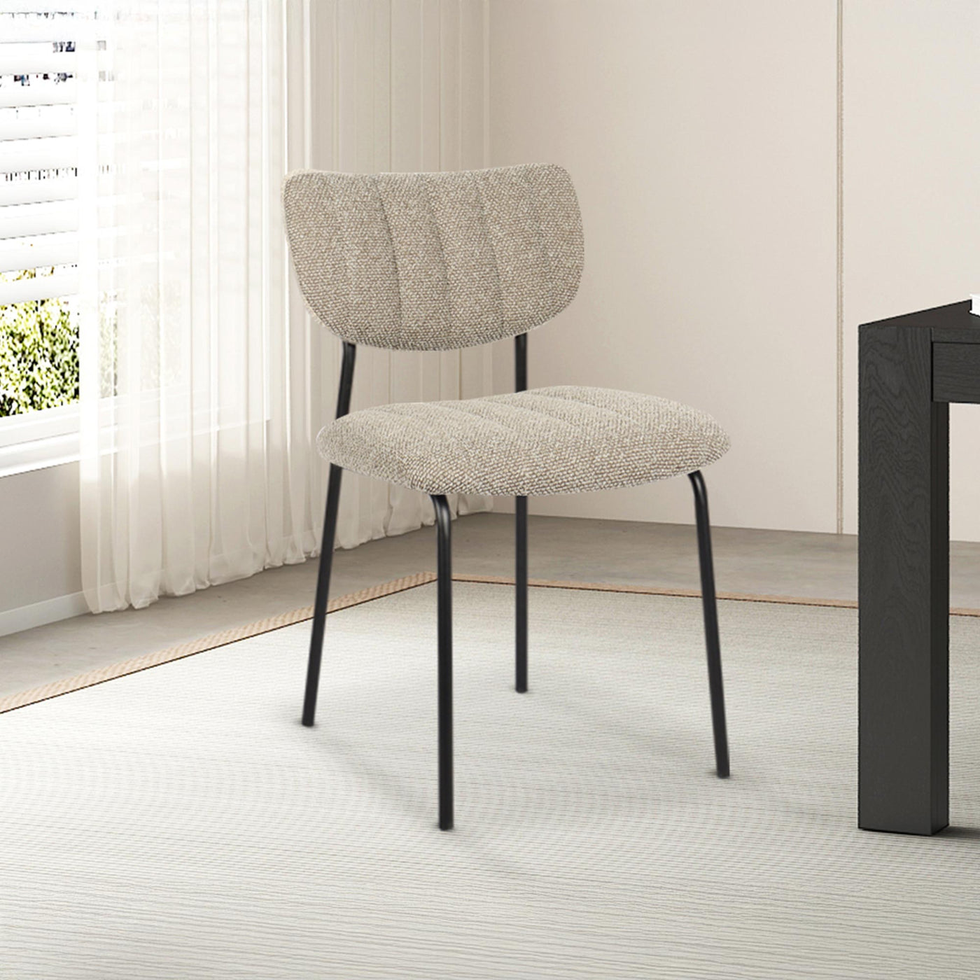 JAYDA Lot de 2 chaises en tissu taupe piètement métal noir