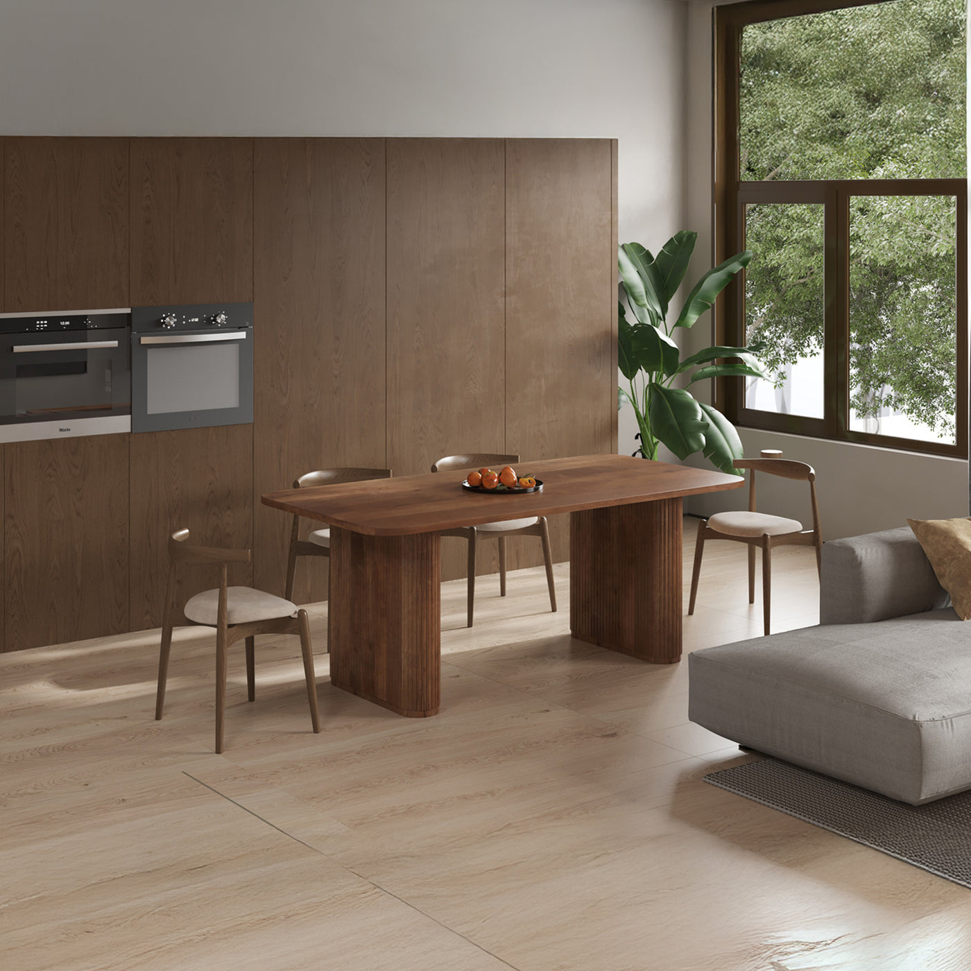 JEAN XL Table à manger en bois de manguier brun clair 200 cm