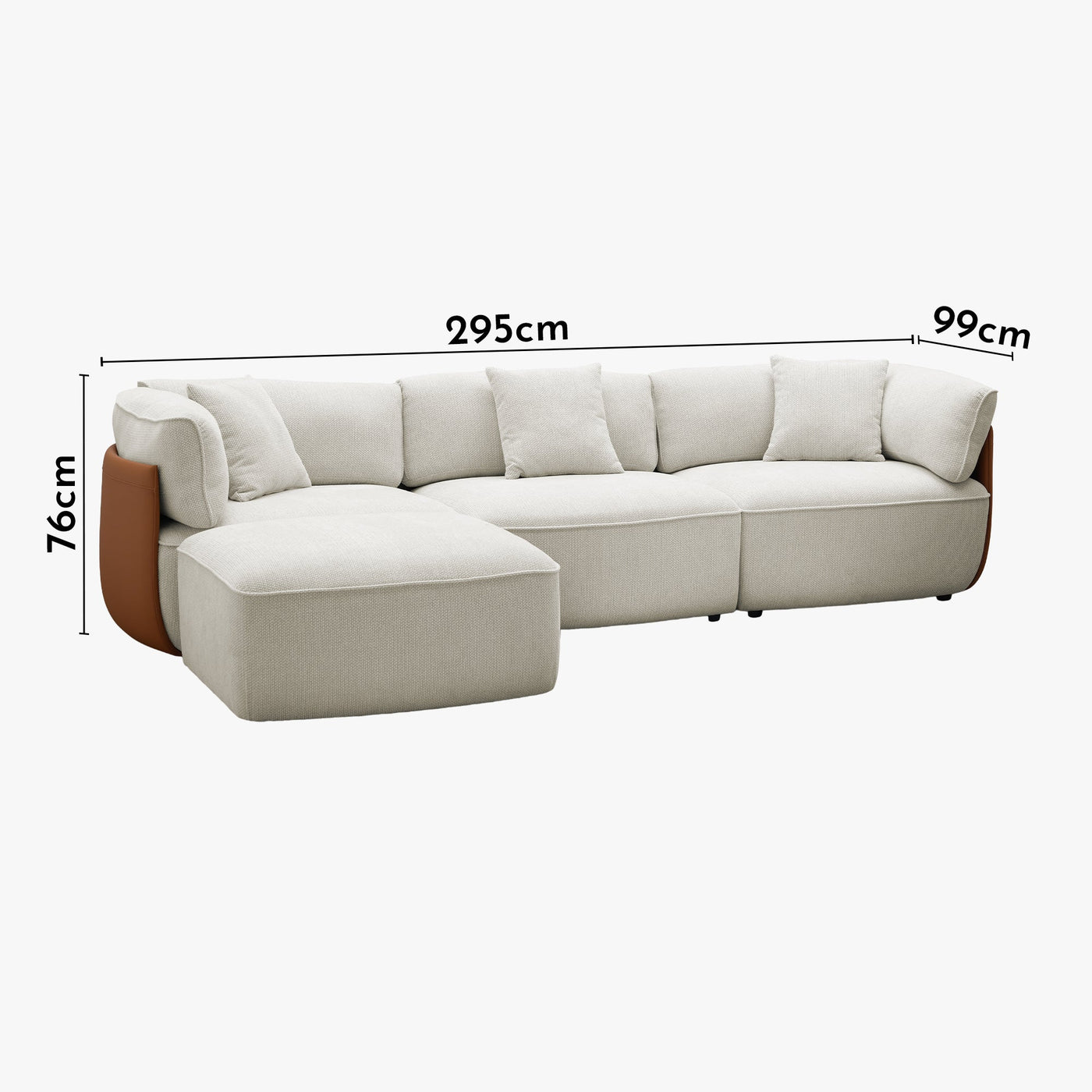 JENY Canapé d'angle modulable en tissu beige dossier en simili cuir marron - Canapés d'angle - Mobilier Deco
