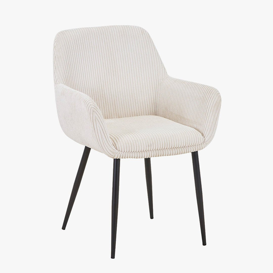 JESSIE Lot de 2 chaises en velours côtelé beige pieds en métal noir — aperçu vidéo