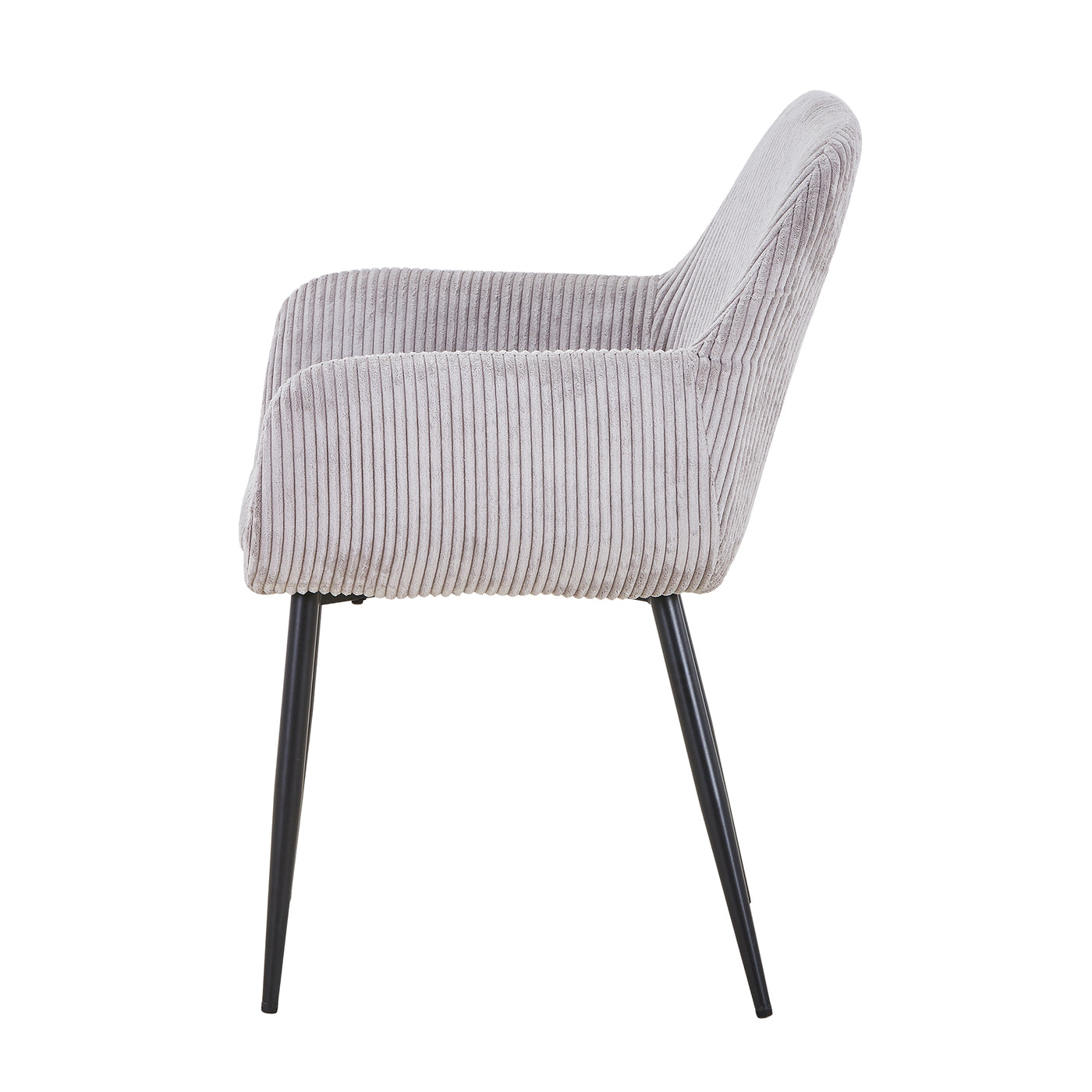 JESSIE Lot de 2 chaises en velours côtelé gris clair pieds en métal noir