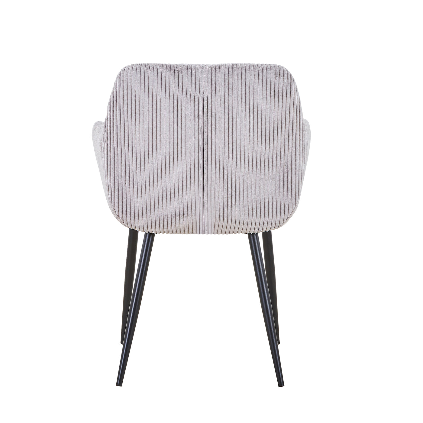 JESSIE Lot de 2 chaises en velours côtelé gris clair pieds en métal noir