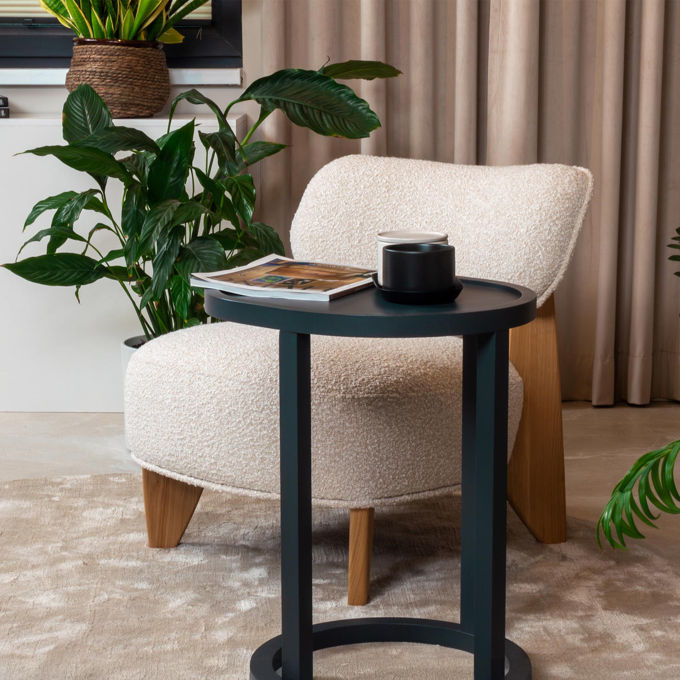 JEYZ Fauteuil design effet peau de mouton beige - Fauteuils - Mobilier Deco