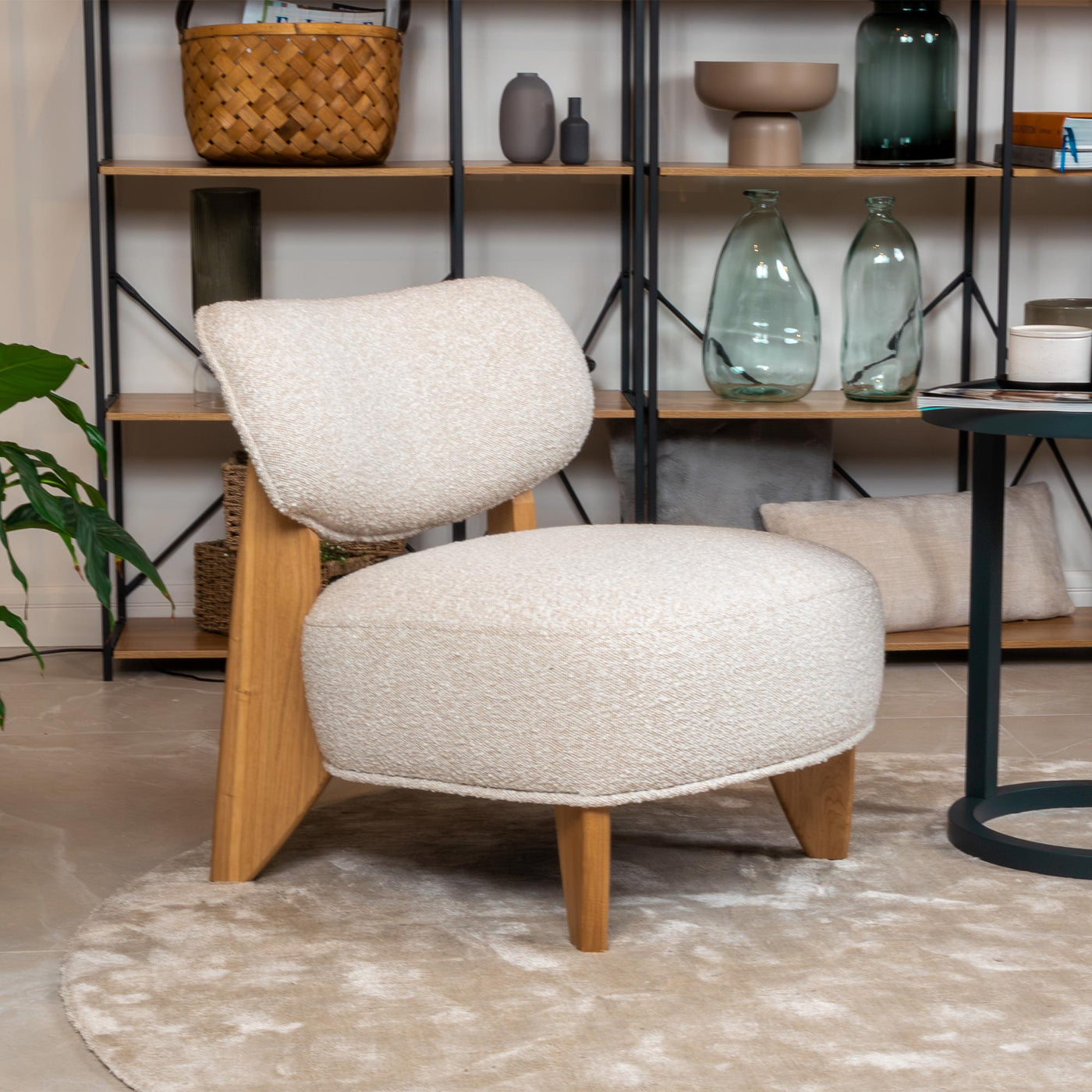 JEYZ Fauteuil design effet peau de mouton beige - Fauteuils - Mobilier Deco