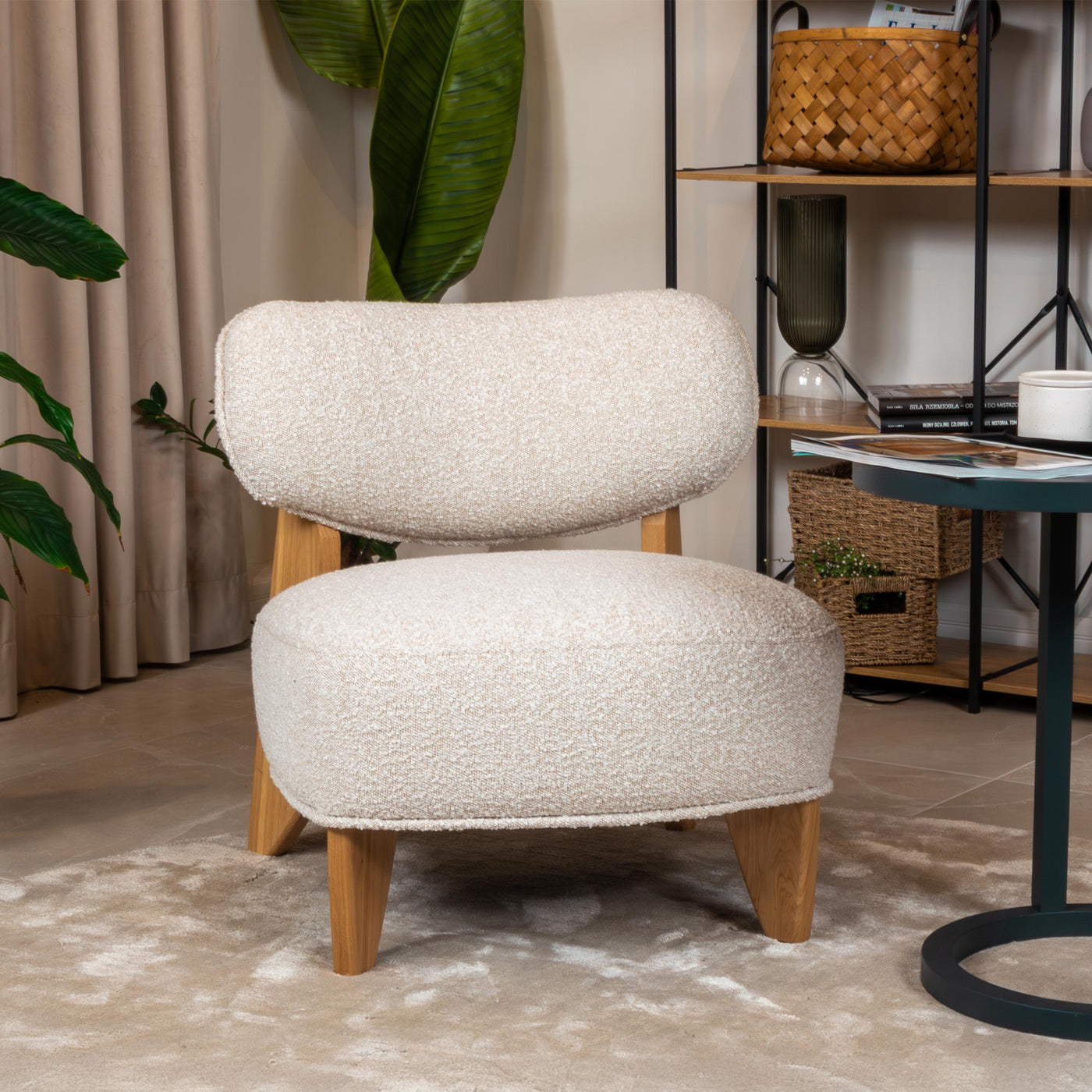 JEYZ Fauteuil design effet peau de mouton beige