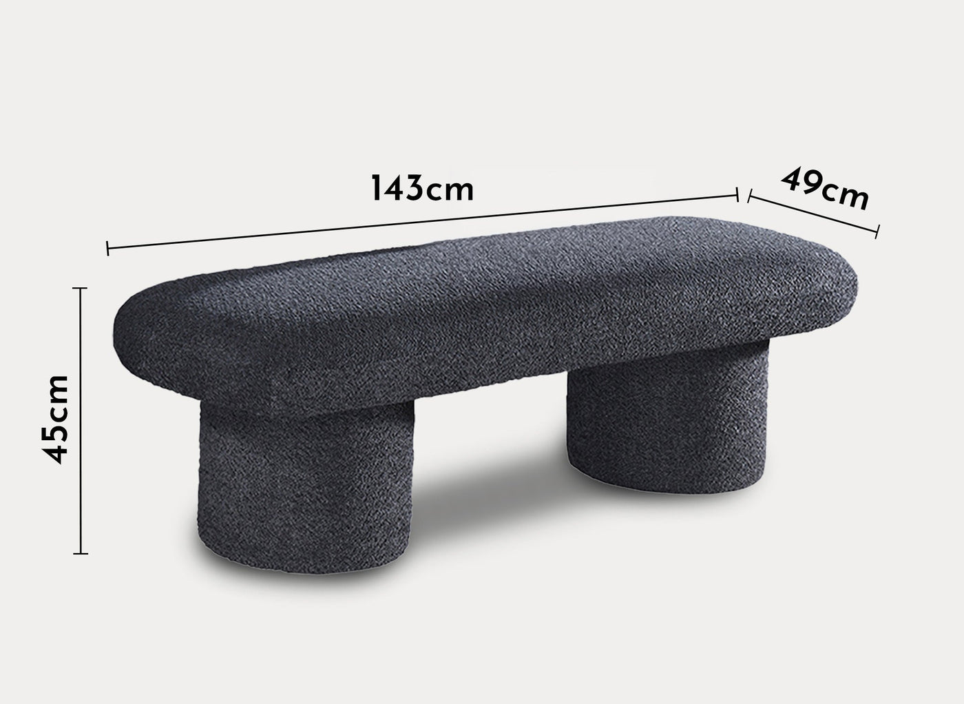 JONA Banquette design effet peau de mouton anthracite - Banquettes - Mobilier Deco