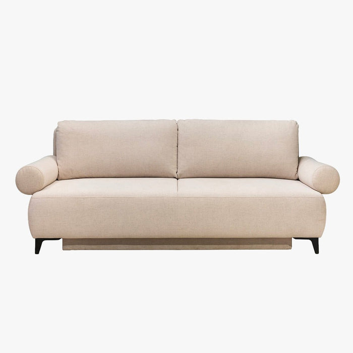 JORDY Canapé 3 places convertible avec coffre en tissu beige