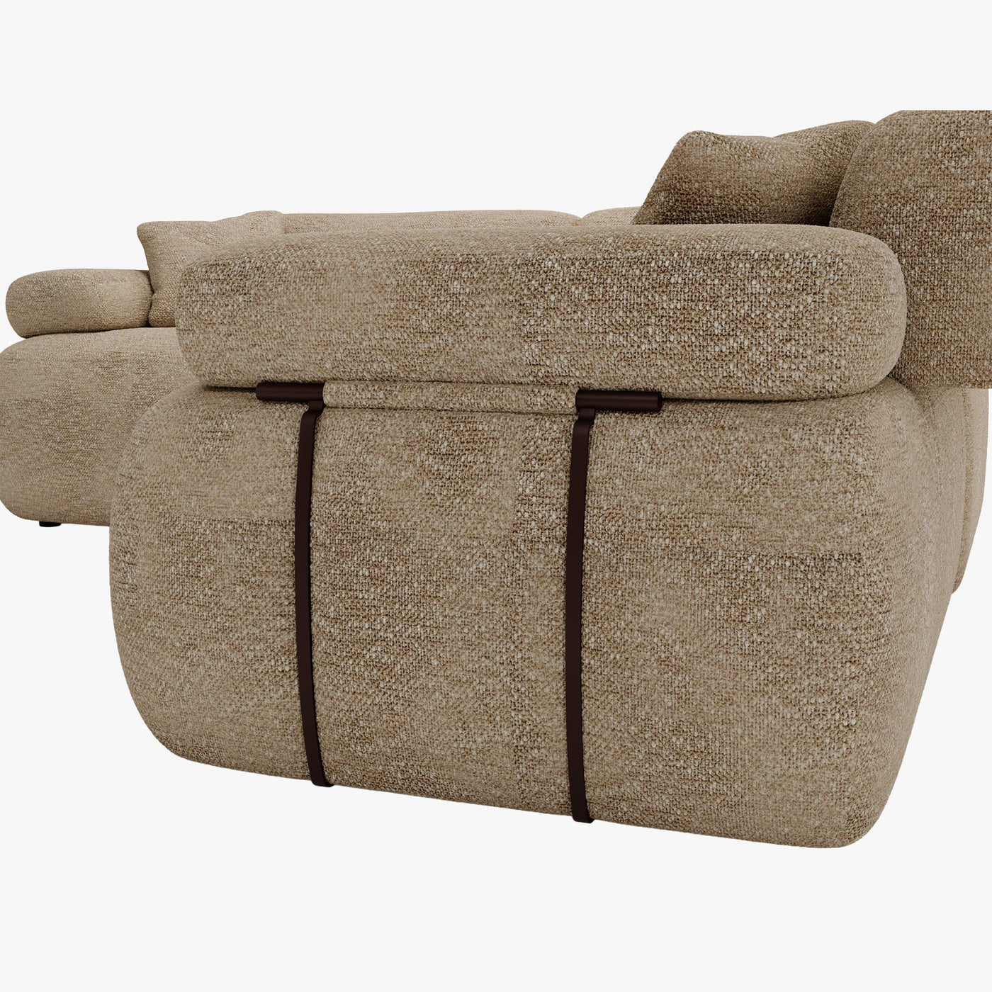 KAELA Canapé d'angle réversible avec dossier amovible en tissu beige foncé - Canapés d'angle - Mobilier Deco