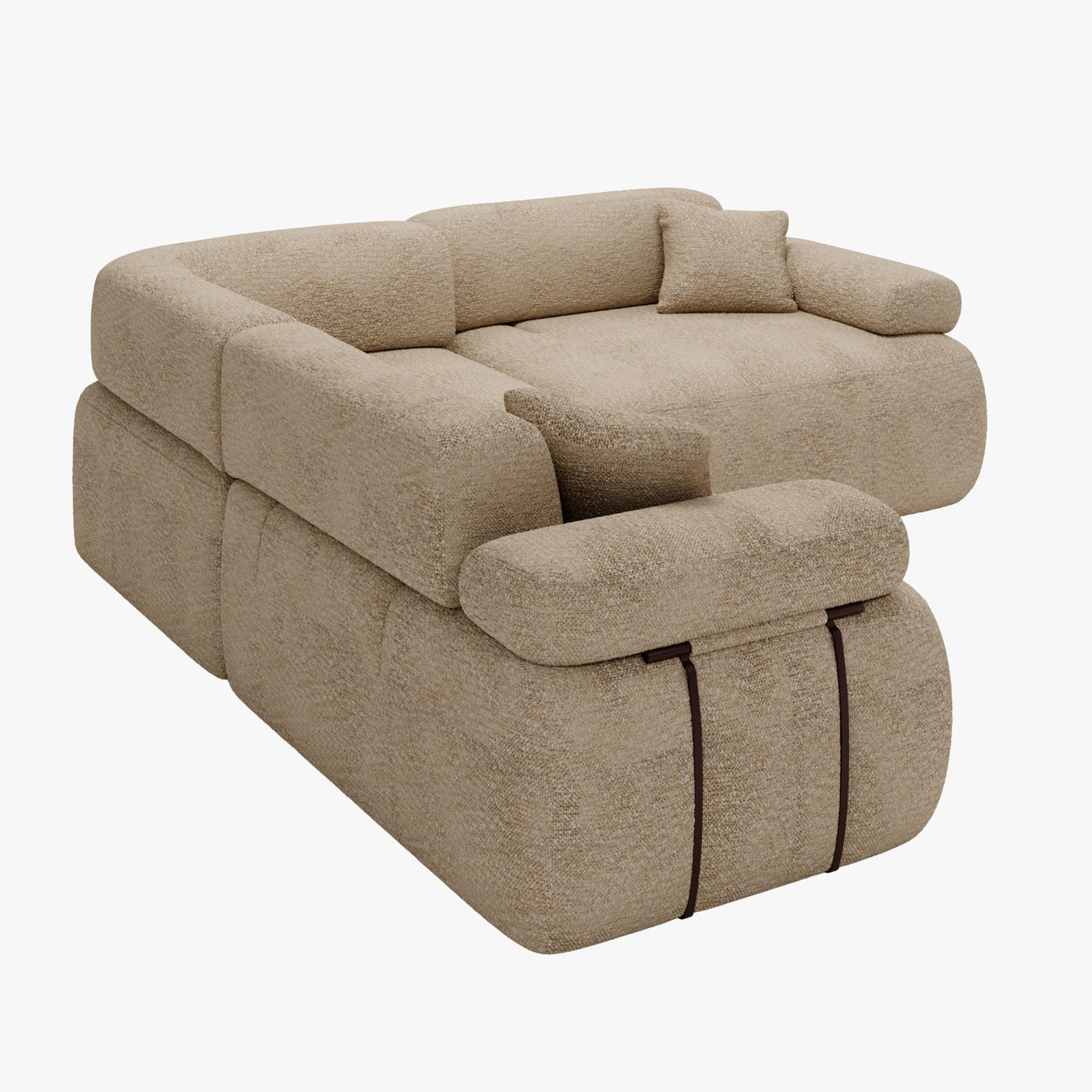 KAELA Canapé d'angle réversible avec dossier amovible en tissu beige foncé - Canapés d'angle - Mobilier Deco