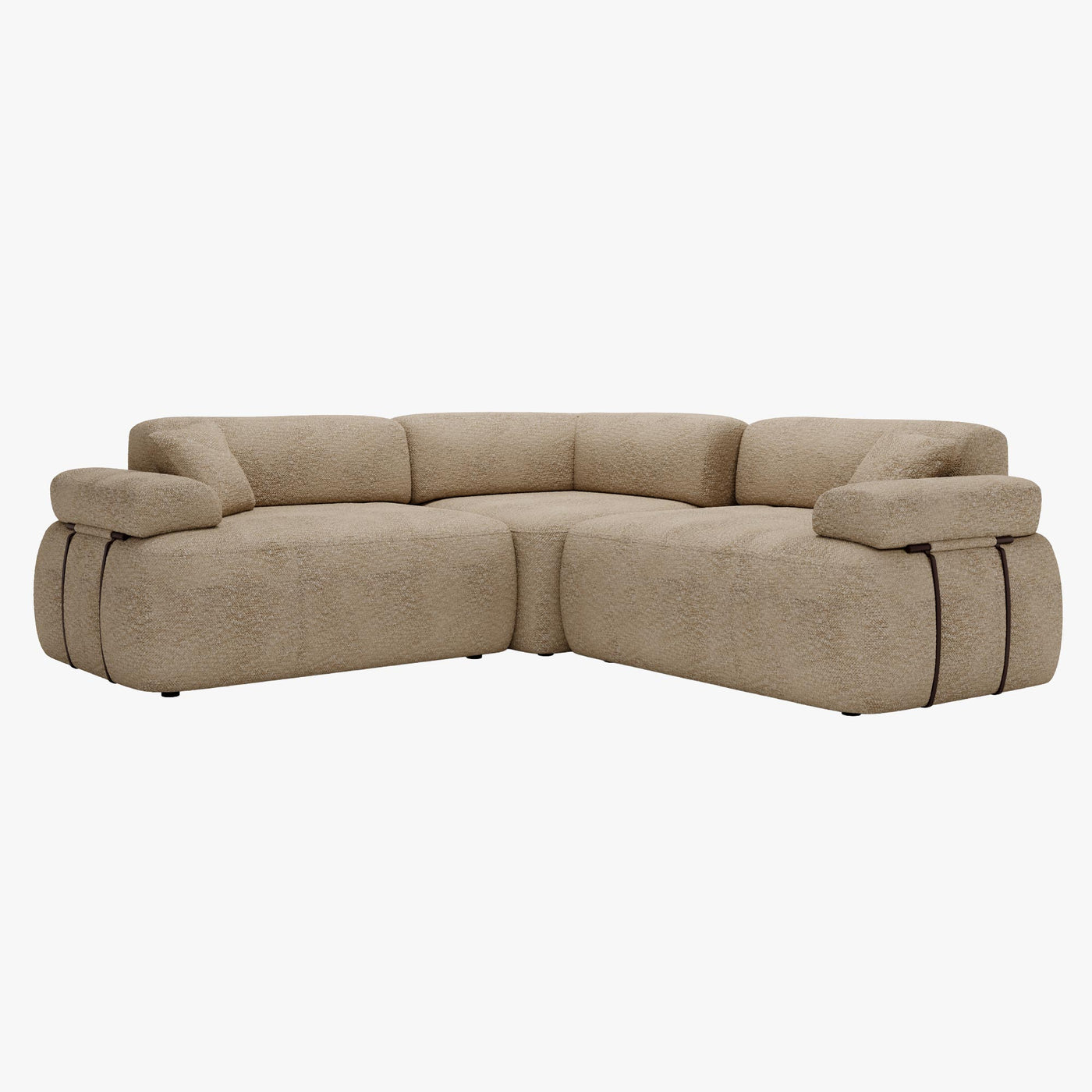 KAELA Canapé d'angle réversible avec dossier amovible en tissu beige foncé - Canapés d'angle - Mobilier Deco