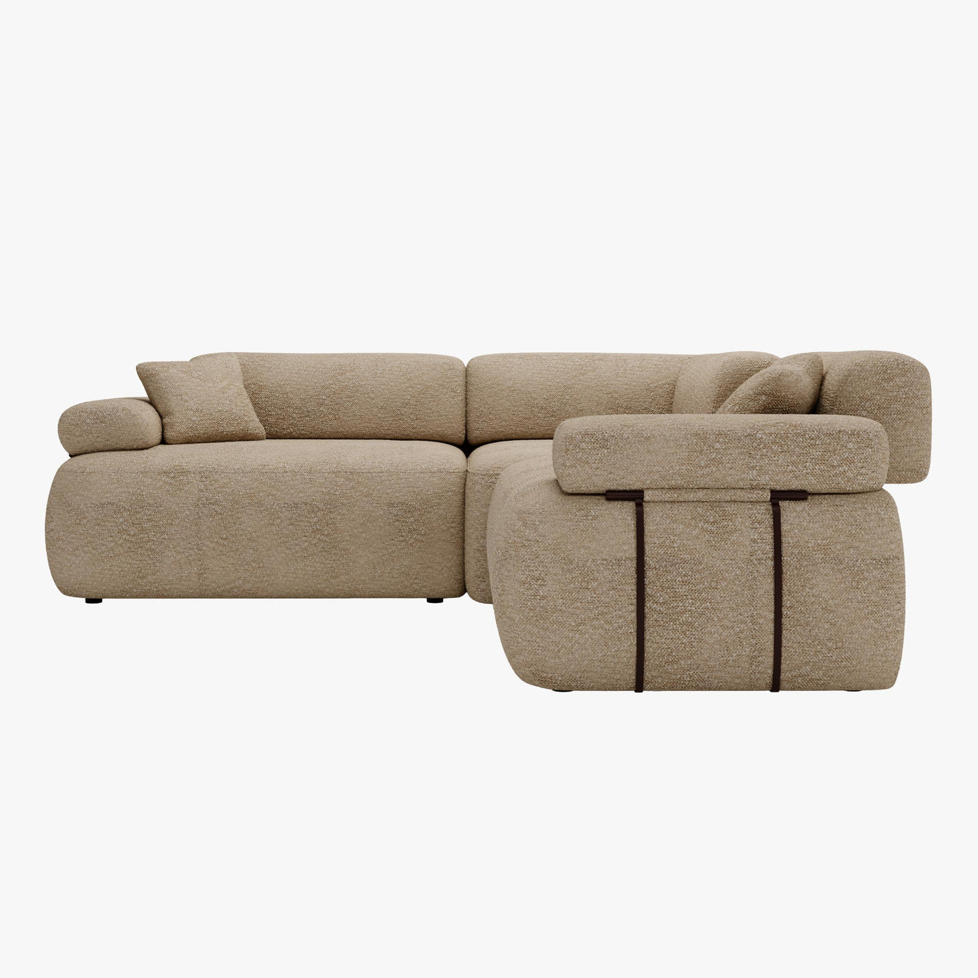 KAELA Canapé d'angle réversible avec dossier amovible en tissu beige foncé - Canapés d'angle - Mobilier Deco