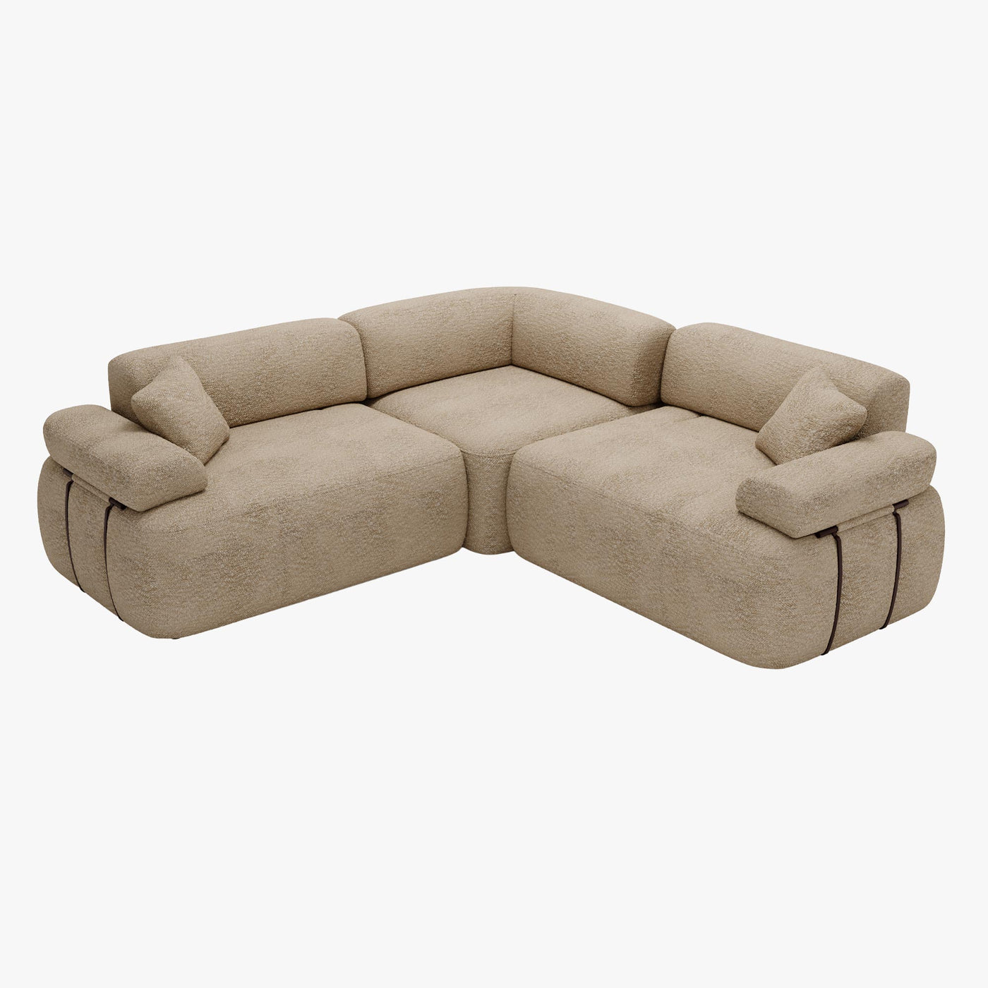 KAELA Canapé d'angle réversible avec dossier amovible en tissu beige foncé - Canapés d'angle - Mobilier Deco