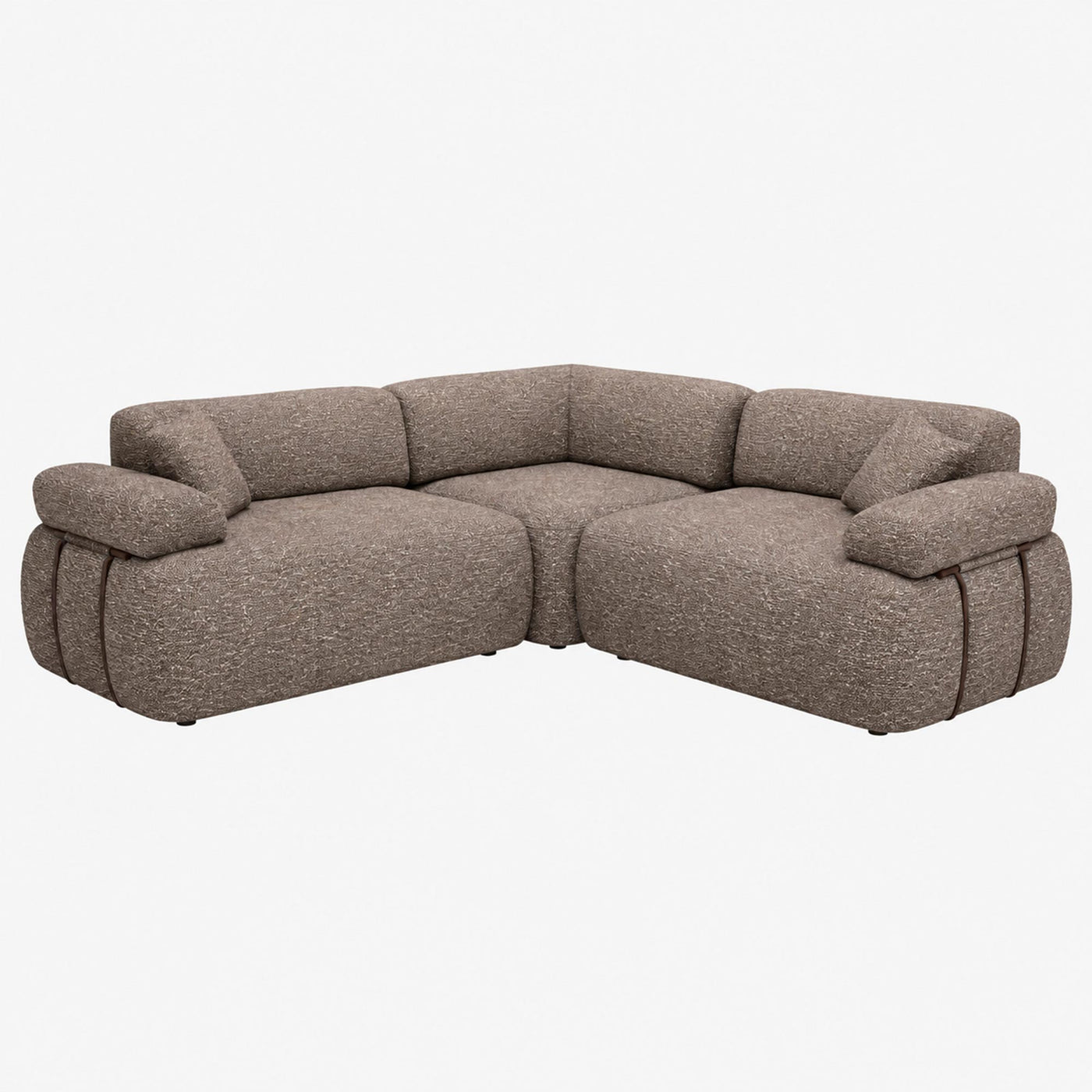 KAELA Canapé d'angle réversible avec dossier amovible en tissu taupe - Canapés d'angle - Mobilier Deco
