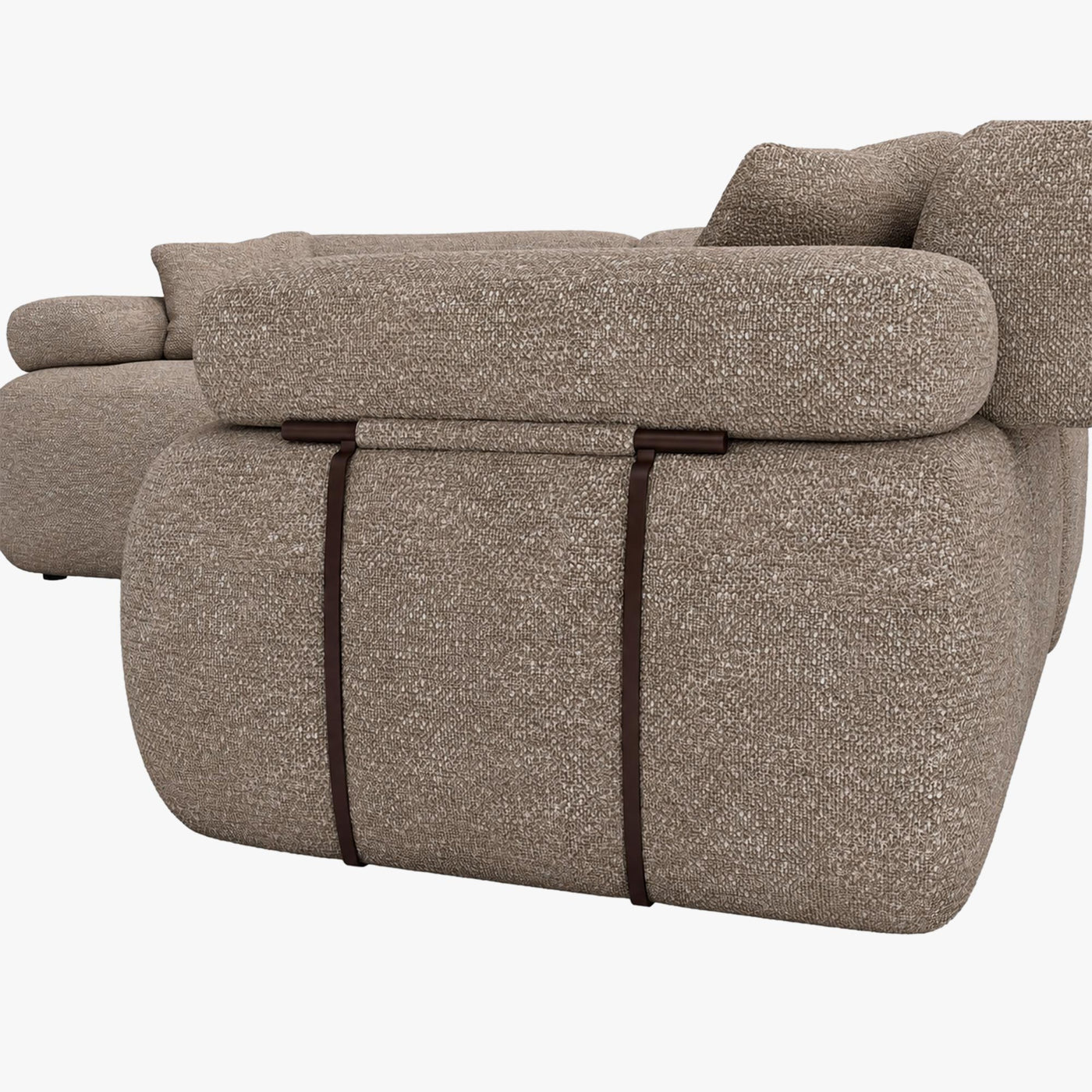 KAELA Canapé d'angle réversible avec dossier amovible en tissu taupe - Canapés d'angle - Mobilier Deco