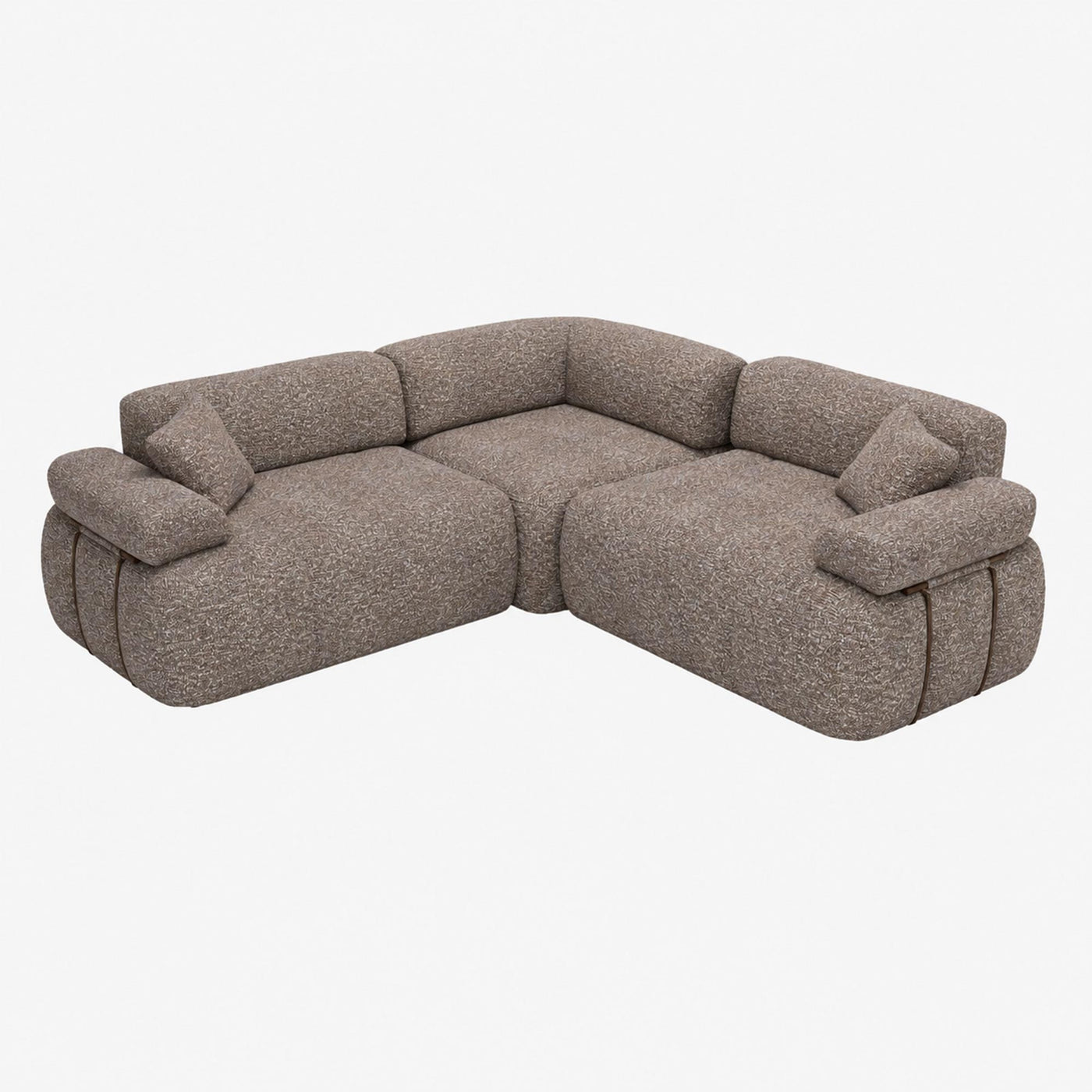 KAELA Canapé d'angle réversible avec dossier amovible en tissu taupe - Canapés d'angle - Mobilier Deco