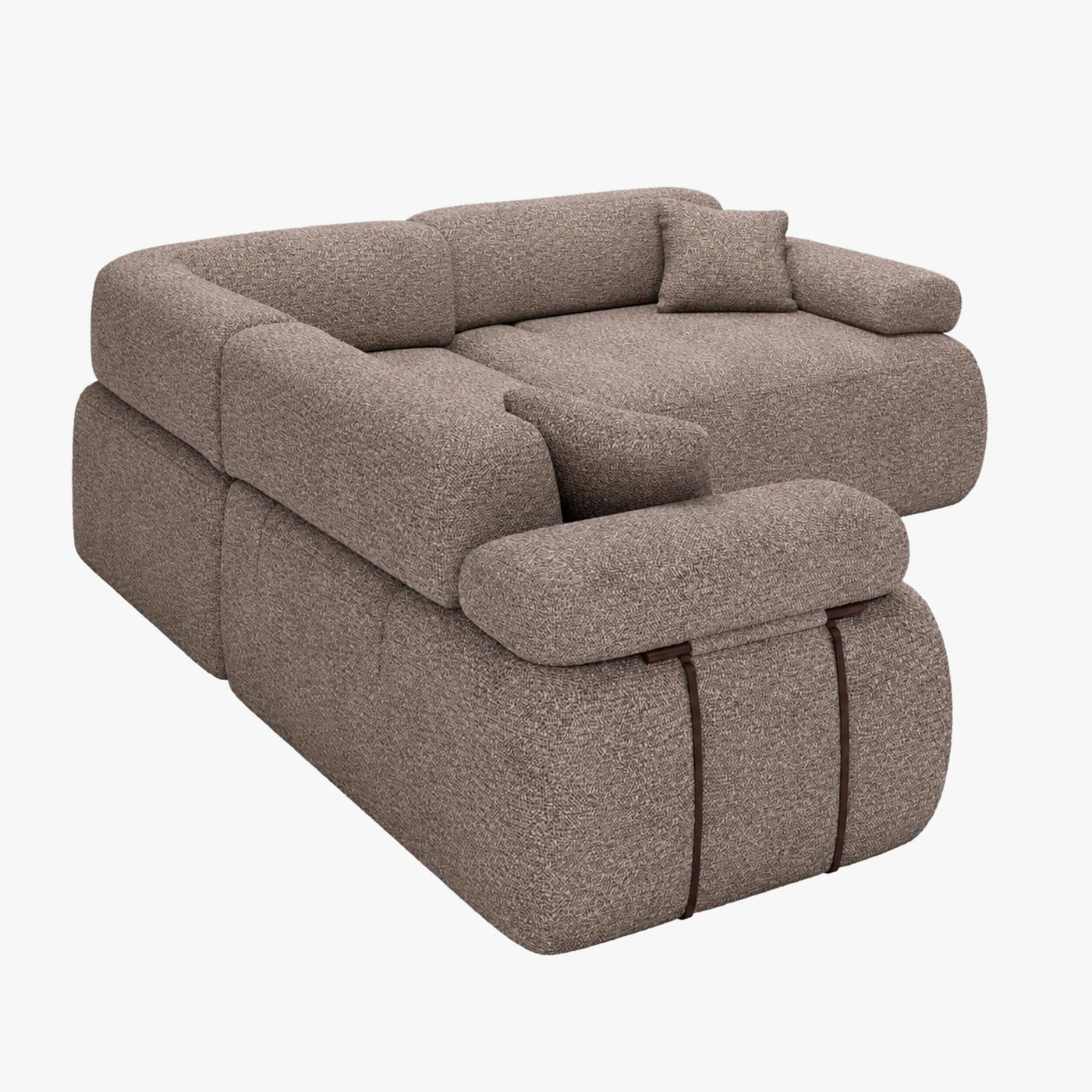KAELA Canapé d'angle réversible avec dossier amovible en tissu taupe - Canapés d'angle - Mobilier Deco