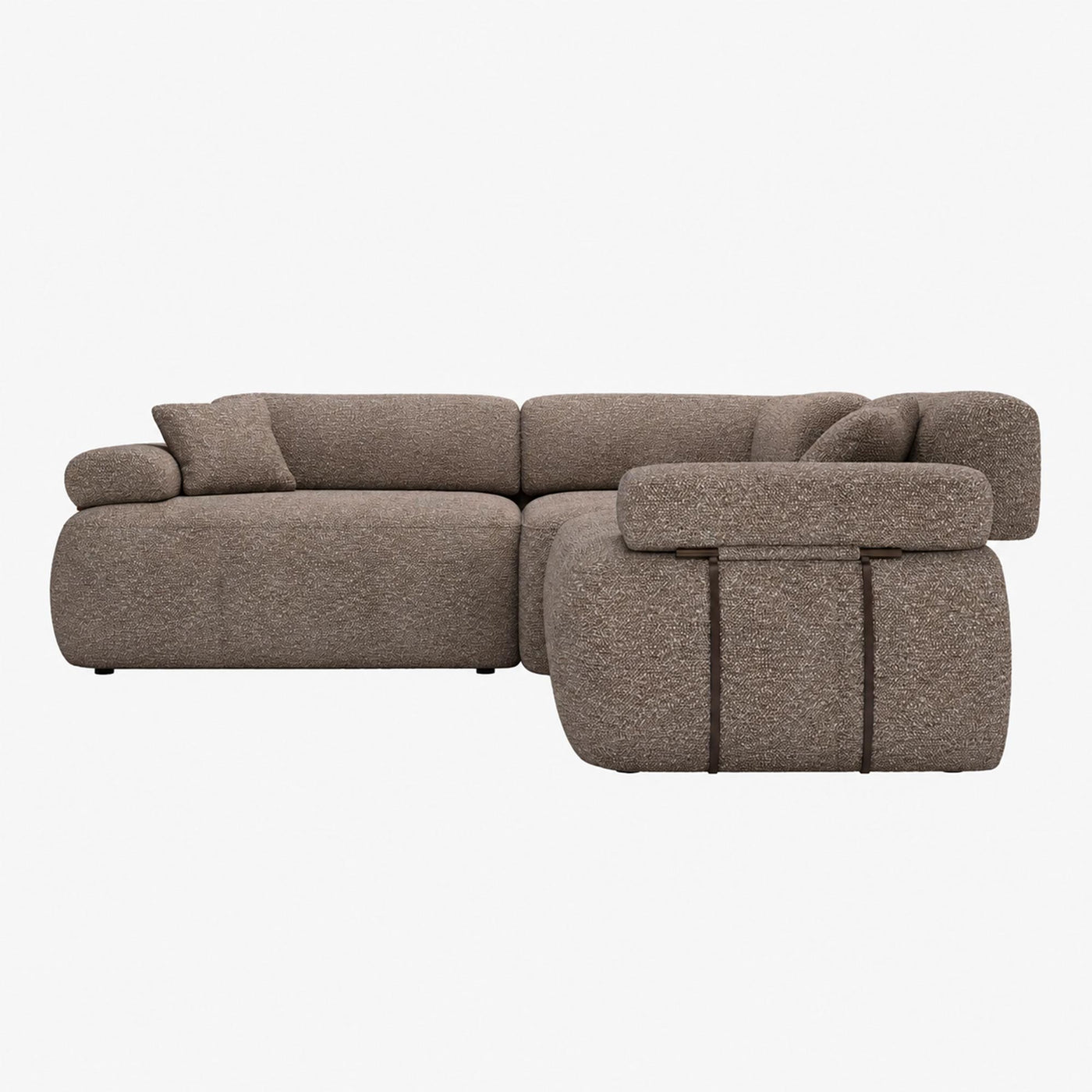 KAELA Canapé d'angle réversible avec dossier amovible en tissu taupe - Canapés d'angle - Mobilier Deco