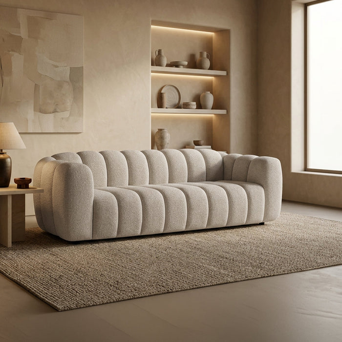 KALIS Canapé 3 places en tissu texturé beige