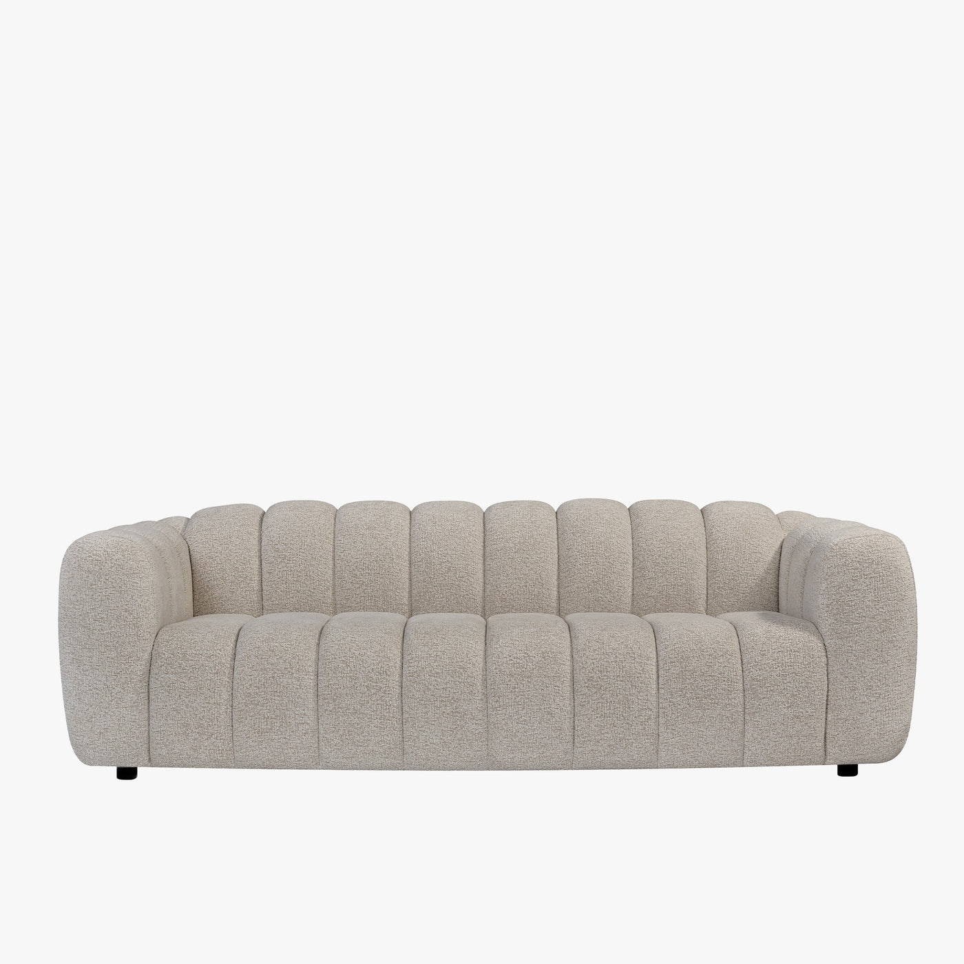 KALIS Canapé 3 places en tissu blanc et beige - Canapés fixes - Mobilier Deco
