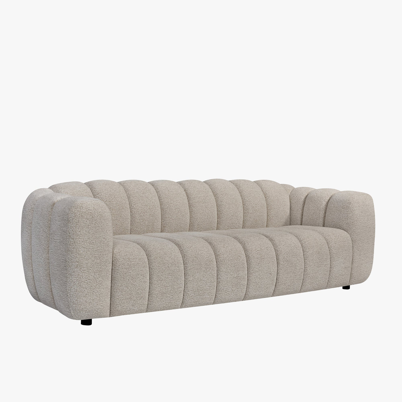 KALIS Canapé 3 places en tissu blanc et beige - Canapés fixes - Mobilier Deco