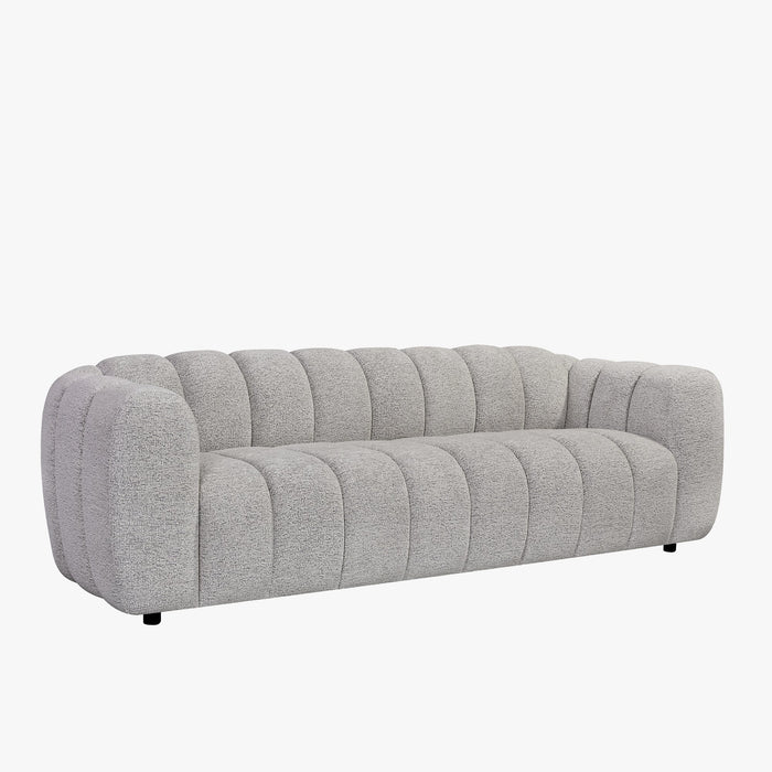 KALIS Canapé 3 places en tissu blanc et gris