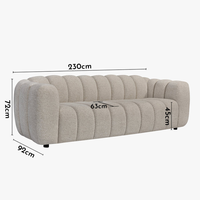 KALIS Canapé 3 places en tissu texturé beige