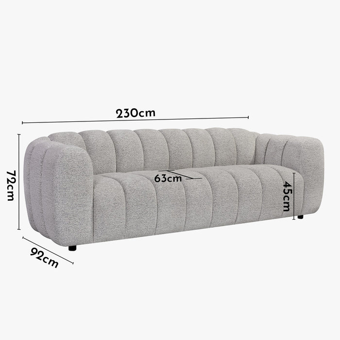 KALIS Canapé 3 places en tissu texturé gris