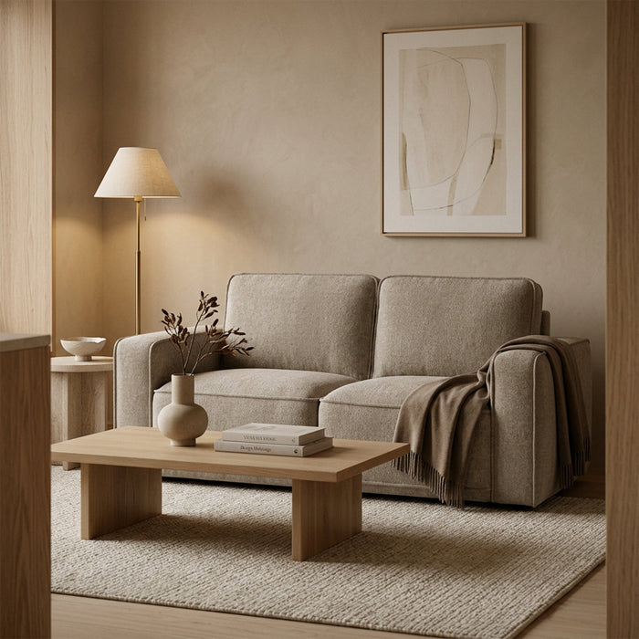 KALYA Canapé 3 places en tissu taupe