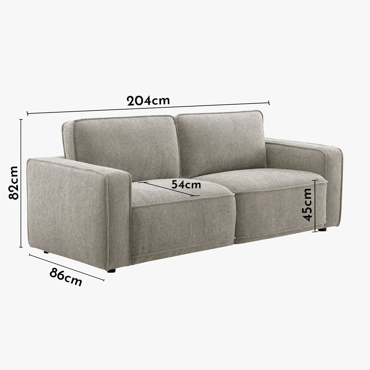 KALYA Canapé 3 places en tissu taupe - Canapés fixes - Mobilier Deco
