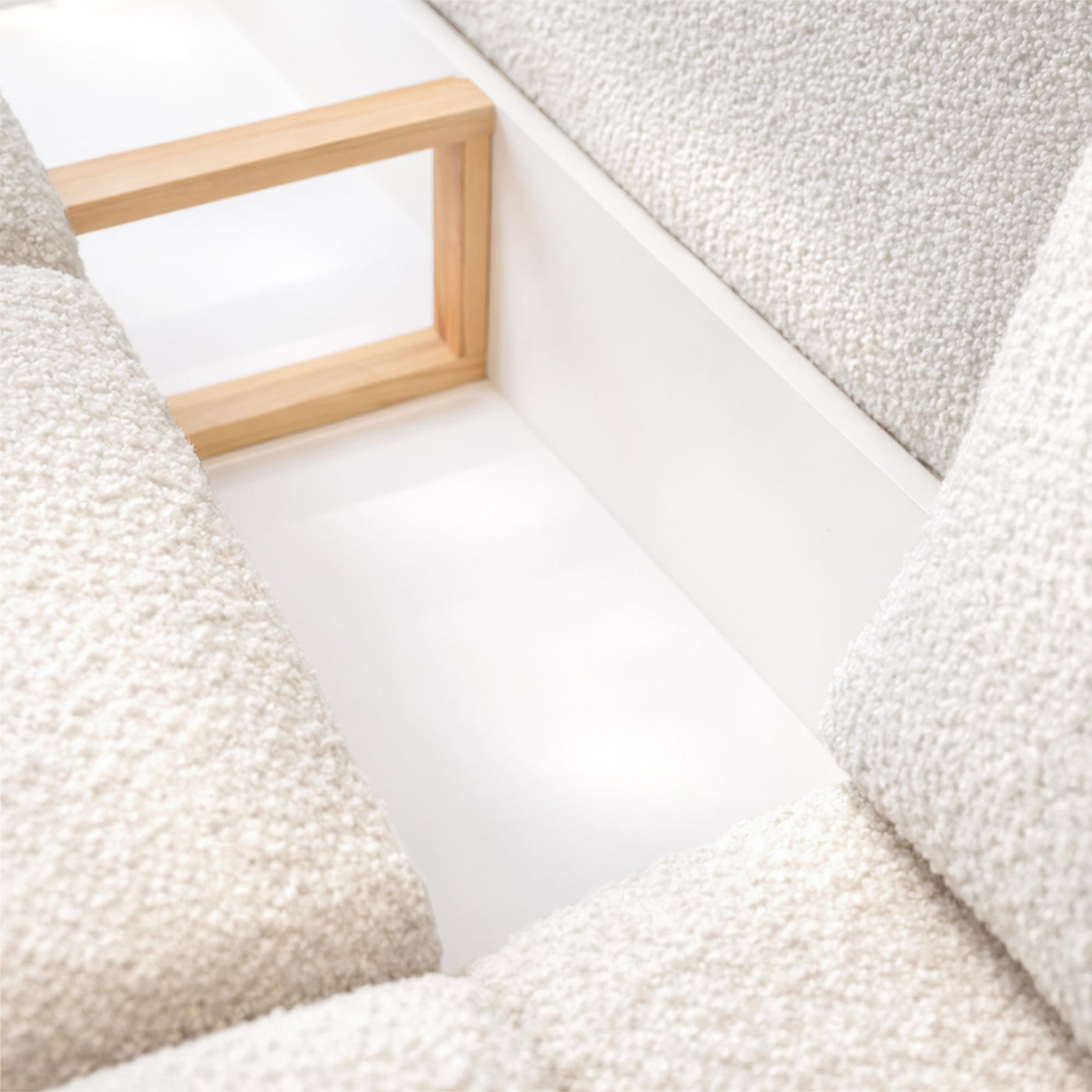 KAMILIA Canapé d'angle convertible avec coffre en tissu beige - Angle droit