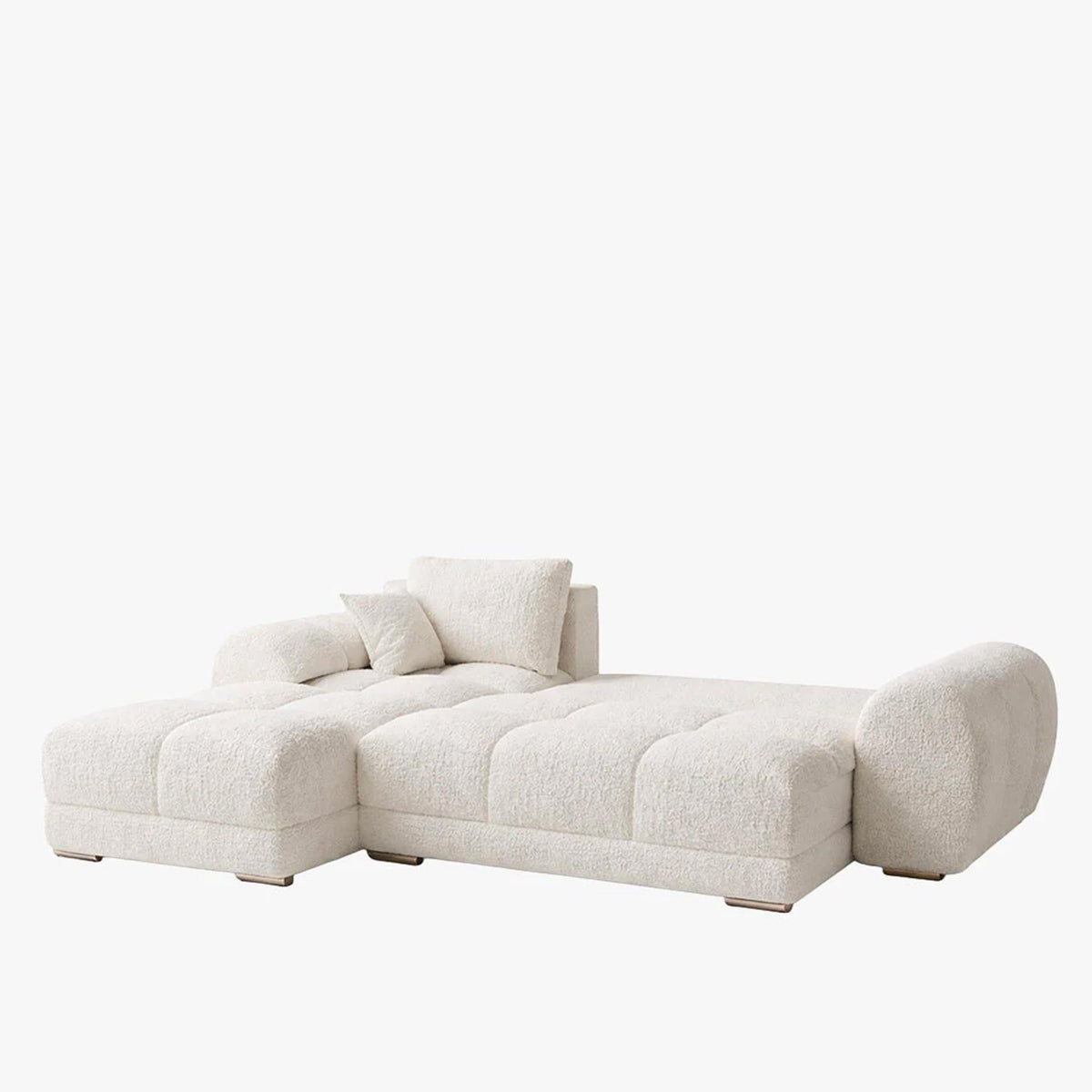 KAMILIA Canapé d'angle convertible avec coffre en tissu beige - Angle gauche - Canapé d'angle convertible - Mobilier Deco