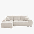 KAMILIA Canapé d'angle convertible avec coffre en tissu beige - Angle gauche